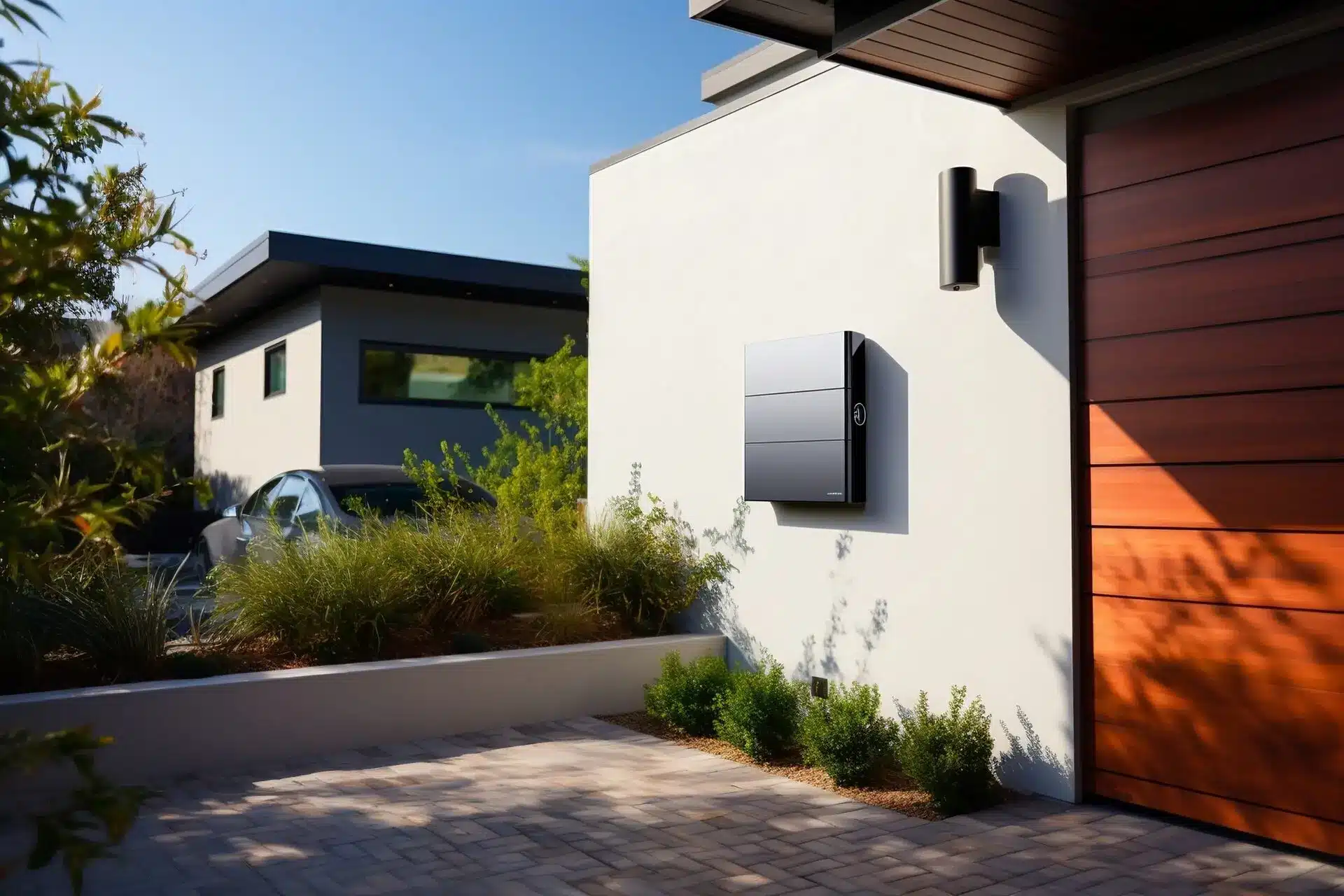 Batterie domestique modulaire fixée sur la façade extérieure d’une maison : l’emplacement d’une batterie de stockage se décide au plan